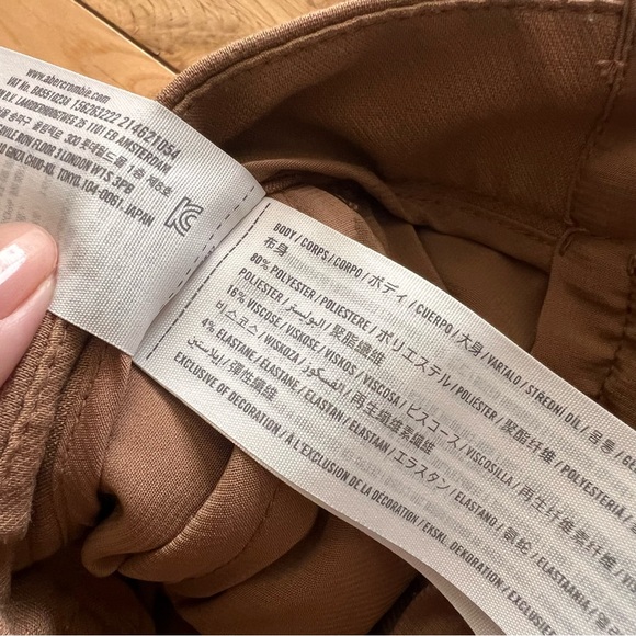 Abercrombie & Fitch Womens Brown Straight Wide Leg Pleated Trouser Pants 0/25 - Picture 7 of 9